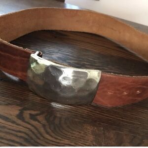 Vintage Stamped Leather Belt 34